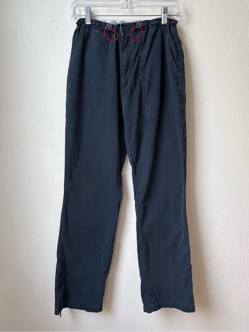 Vintage Bugle Boy Utility Hiking Travel Pants Adjustable Waist Ankle Zip Men’s S